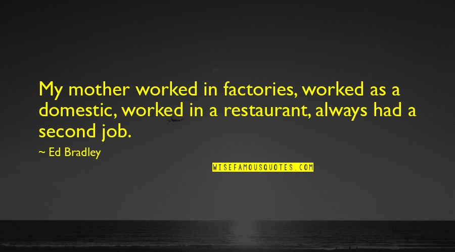 Inspectores De Hacienda Quotes By Ed Bradley: My mother worked in factories, worked as a Inspectores De Hacienda Quotes By Ed Bradley: My mother worked in factories, worked as a