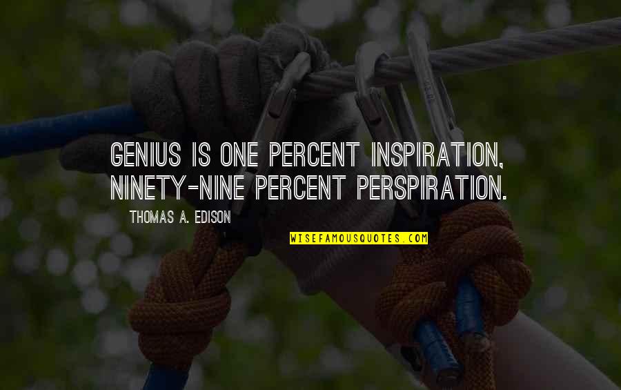 Inspiration And Perspiration Quotes By Thomas A. Edison: Genius is one percent inspiration, ninety-nine percent perspiration. Inspiration And Perspiration Quotes By Thomas A. Edison: Genius is one percent inspiration, ninety-nine percent perspiration.