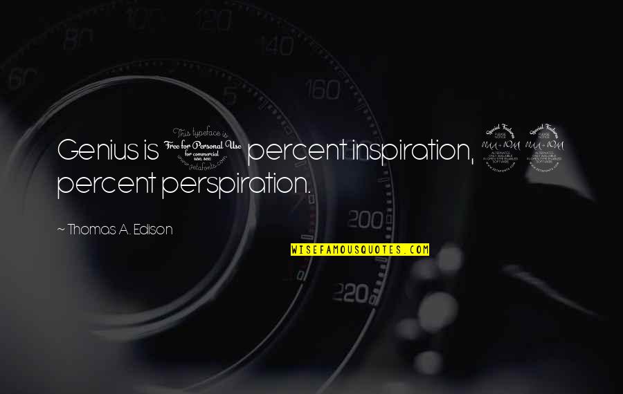 Inspiration And Perspiration Quotes By Thomas A. Edison: Genius is 1 percent inspiration, 99 percent perspiration. Inspiration And Perspiration Quotes By Thomas A. Edison: Genius is 1 percent inspiration, 99 percent perspiration.