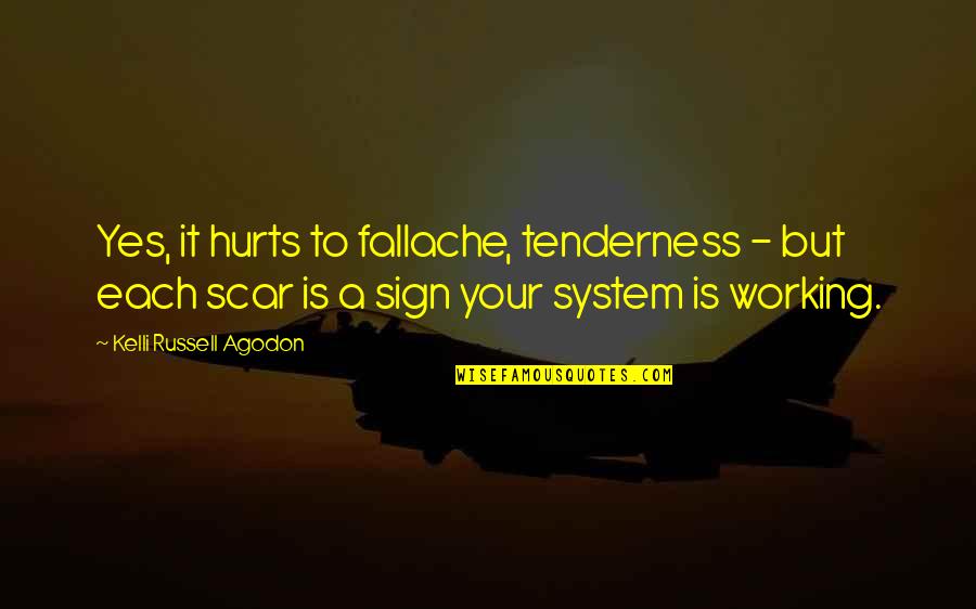 Inspiration And Strength Quotes By Kelli Russell Agodon: Yes, it hurts to fallache, tenderness - but