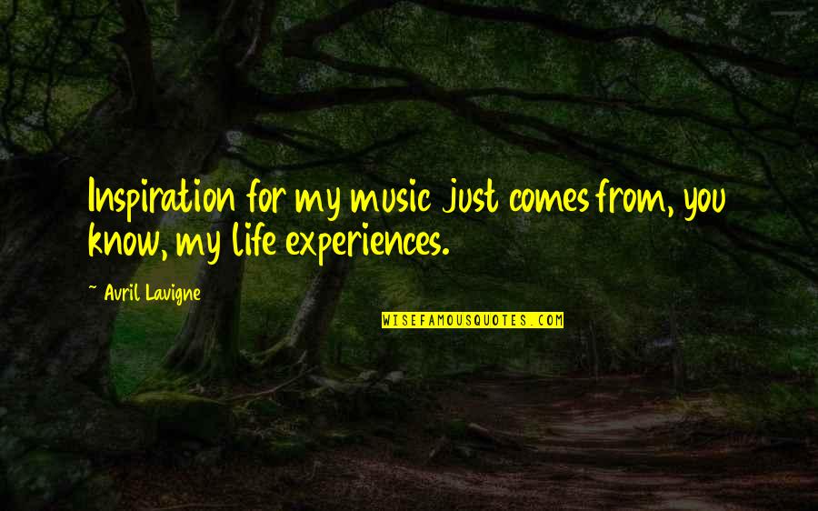 Inspiration Comes Quotes By Avril Lavigne: Inspiration for my music just comes from, you