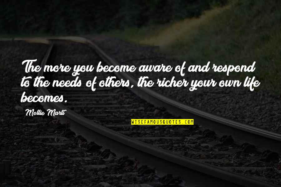 Inspiration To Others Quotes By Mollie Marti: The more you become aware of and respond