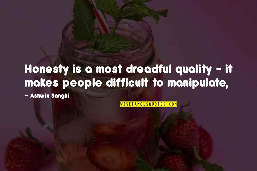 Inspirational Adventure Time Quotes By Ashwin Sanghi: Honesty is a most dreadful quality - it
