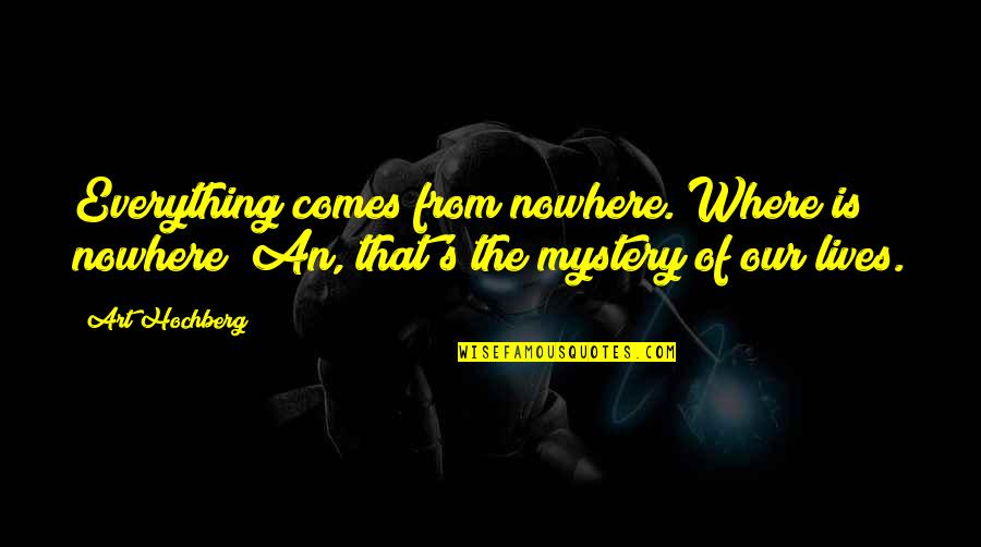 Inspirational Art Quotes By Art Hochberg: Everything comes from nowhere. Where is nowhere? An,