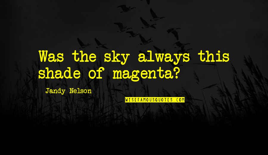 Inspirational Art Quotes By Jandy Nelson: Was the sky always this shade of magenta?