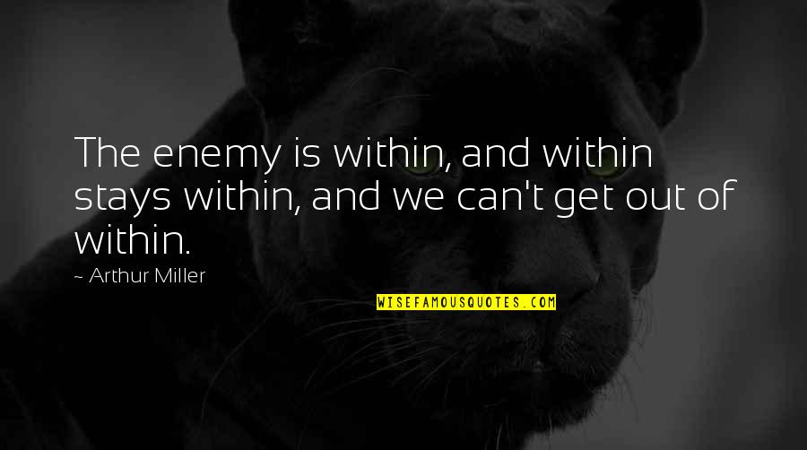 Inspirational Banner Quotes By Arthur Miller: The enemy is within, and within stays within,