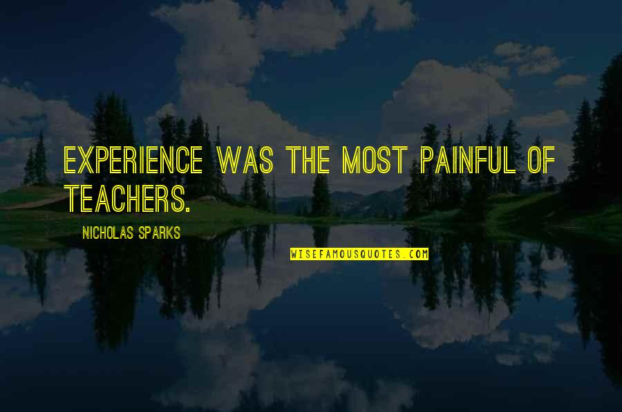 Inspirational Banner Quotes By Nicholas Sparks: Experience was the most painful of teachers.