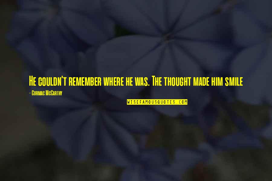 Inspirational Bodybuilding Image Quotes By Cormac McCarthy: He couldn't remember where he was. The thought