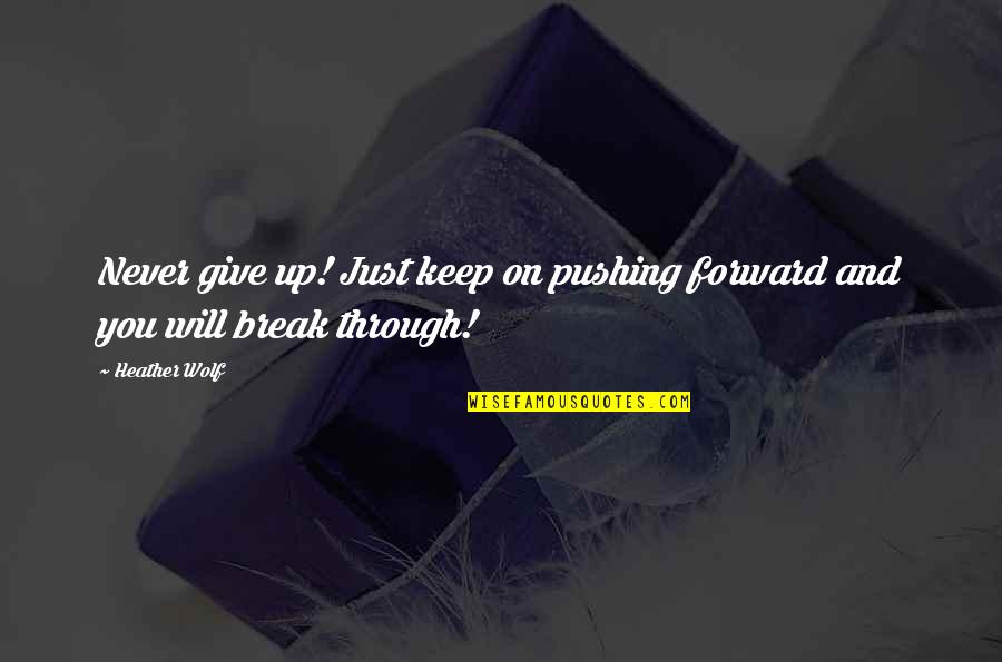 Inspirational Break Up Quotes By Heather Wolf: Never give up! Just keep on pushing forward
