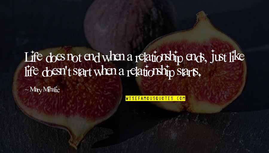 Inspirational Breakup Quotes By Mary Mihalic: Life does not end when a relationship ends,