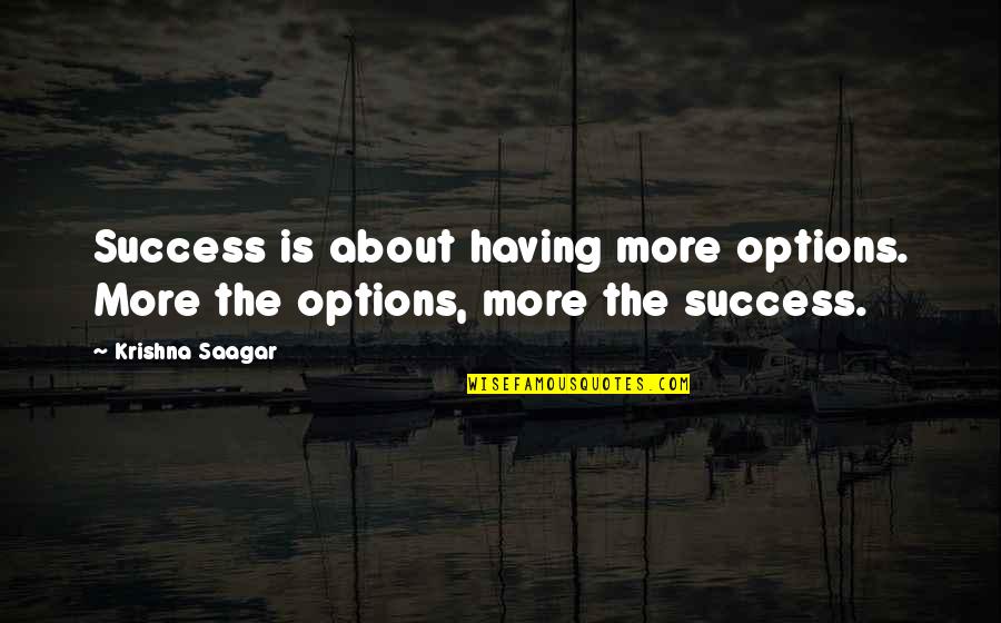 Inspirational Coaches Quotes By Krishna Saagar: Success is about having more options. More the