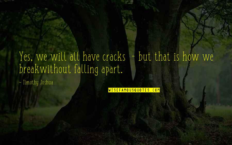 Inspirational Cracks Quotes By Timothy Joshua: Yes, we will all have cracks - but