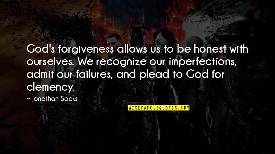 Inspirational Donuts Quotes By Jonathan Sacks: God's forgiveness allows us to be honest with