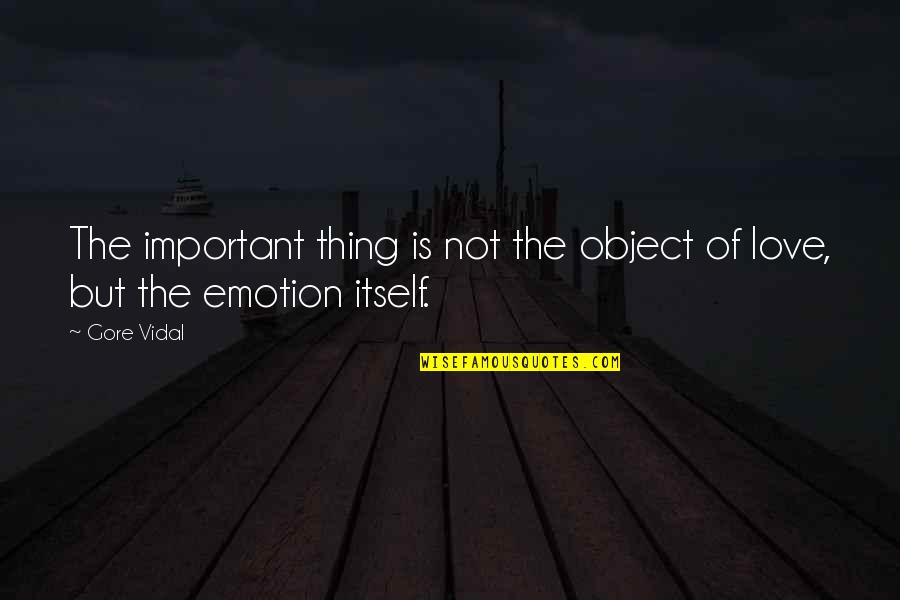 Inspirational Emotion Quotes By Gore Vidal: The important thing is not the object of