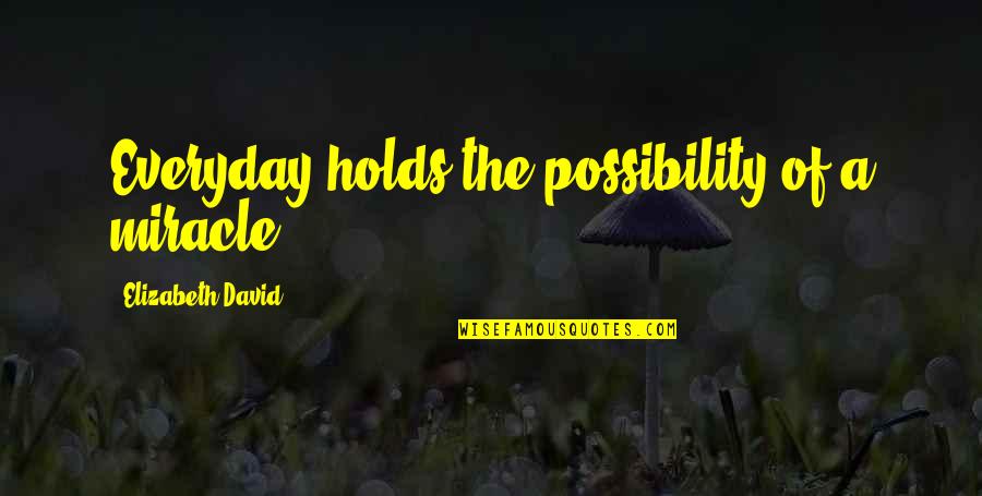 Inspirational Everyday Life Quotes By Elizabeth David: Everyday holds the possibility of a miracle.