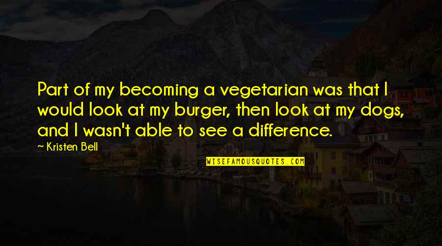 Inspirational Female Basketball Quotes By Kristen Bell: Part of my becoming a vegetarian was that
