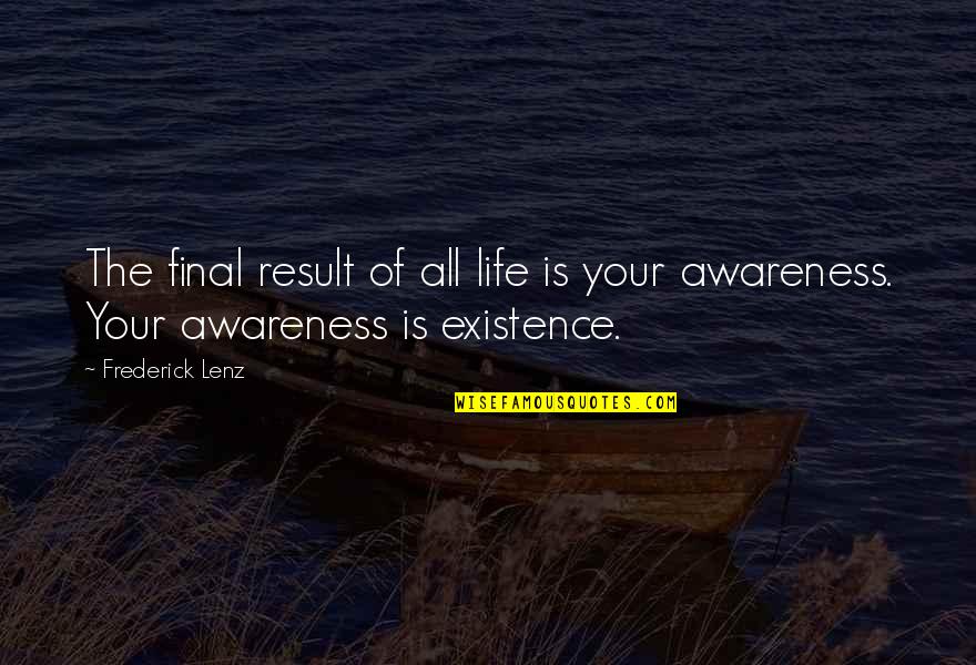 Inspirational Finals Quotes By Frederick Lenz: The final result of all life is your