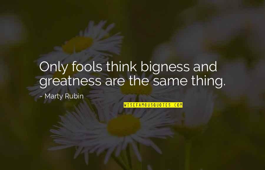 Inspirational Framed Quotes By Marty Rubin: Only fools think bigness and greatness are the
