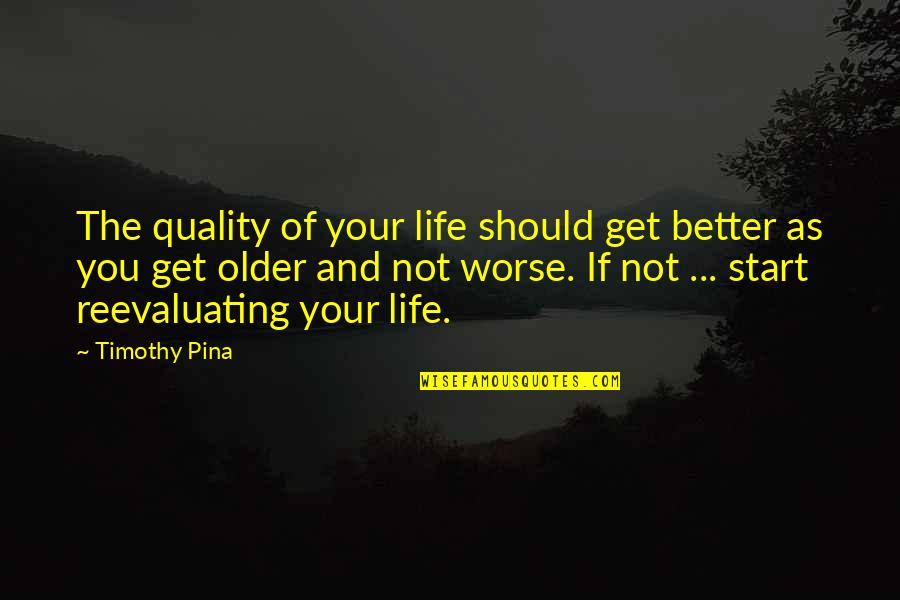 Inspirational Get Better Quotes By Timothy Pina: The quality of your life should get better