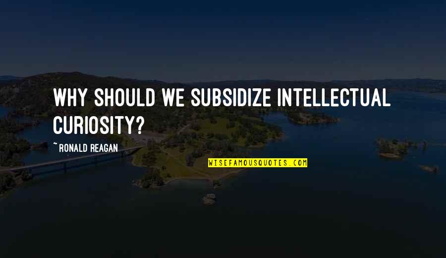 Inspirational God Picture Quotes By Ronald Reagan: Why should we subsidize intellectual curiosity?