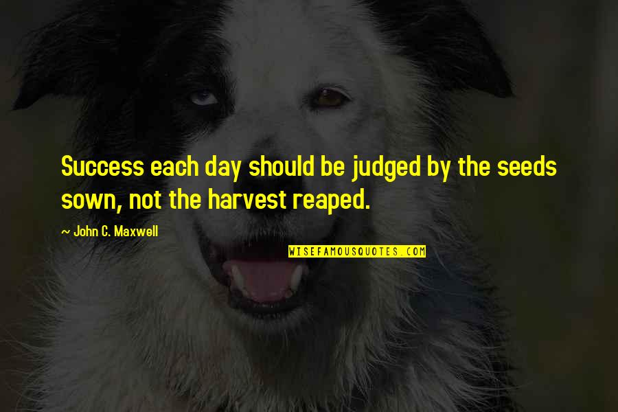 Inspirational Harvest Quotes By John C. Maxwell: Success each day should be judged by the