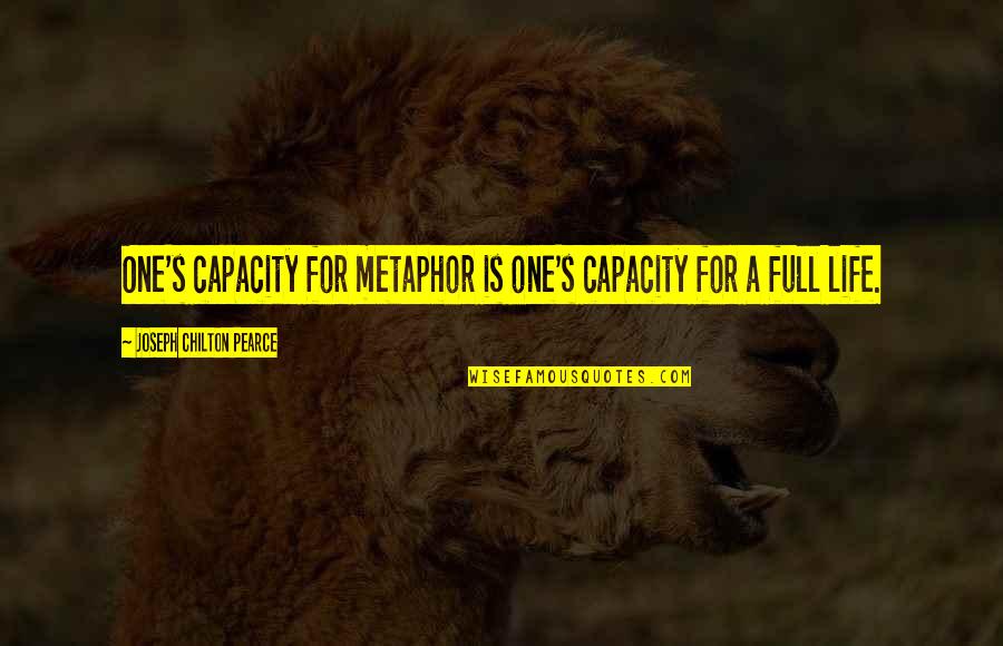 Inspirational Hip Hop Lyrics Quotes By Joseph Chilton Pearce: One's capacity for metaphor is one's capacity for