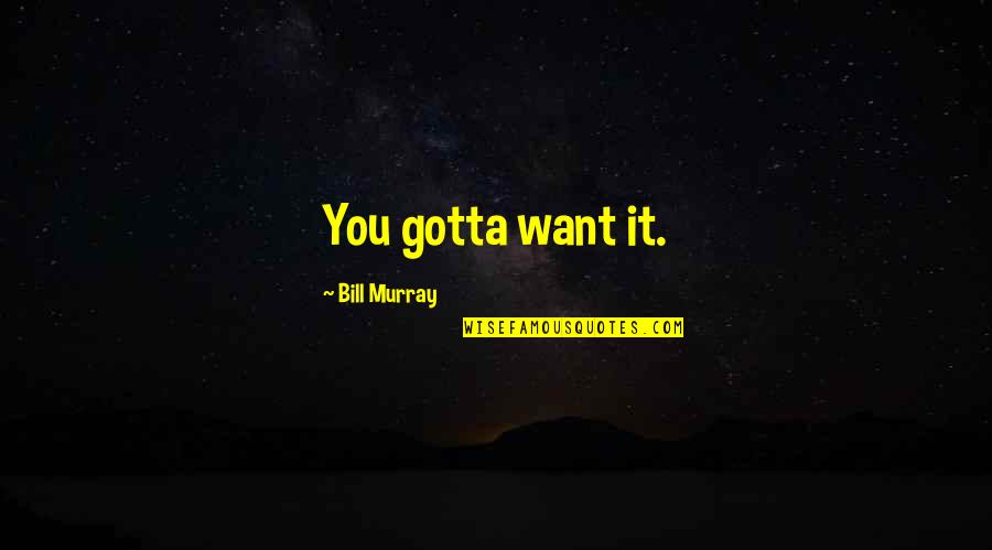 Inspirational Humorous Quotes By Bill Murray: You gotta want it.