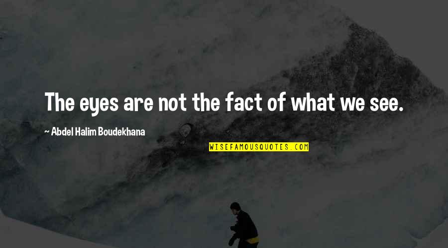 Inspirational Ife Quotes By Abdel Halim Boudekhana: The eyes are not the fact of what Inspirational Ife Quotes By Abdel Halim Boudekhana: The eyes are not the fact of what
