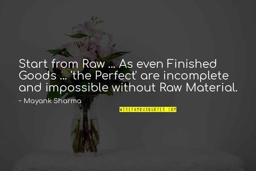 Inspirational I'm Not Perfect Quotes By Mayank Sharma: Start from Raw ... As even Finished Goods