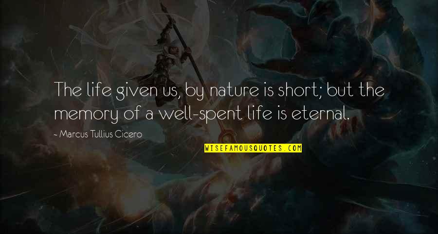 Inspirational In Memory Of Quotes By Marcus Tullius Cicero: The life given us, by nature is short;