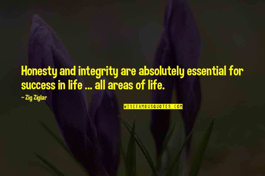 Inspirational Integrity Quotes By Zig Ziglar: Honesty and integrity are absolutely essential for success
