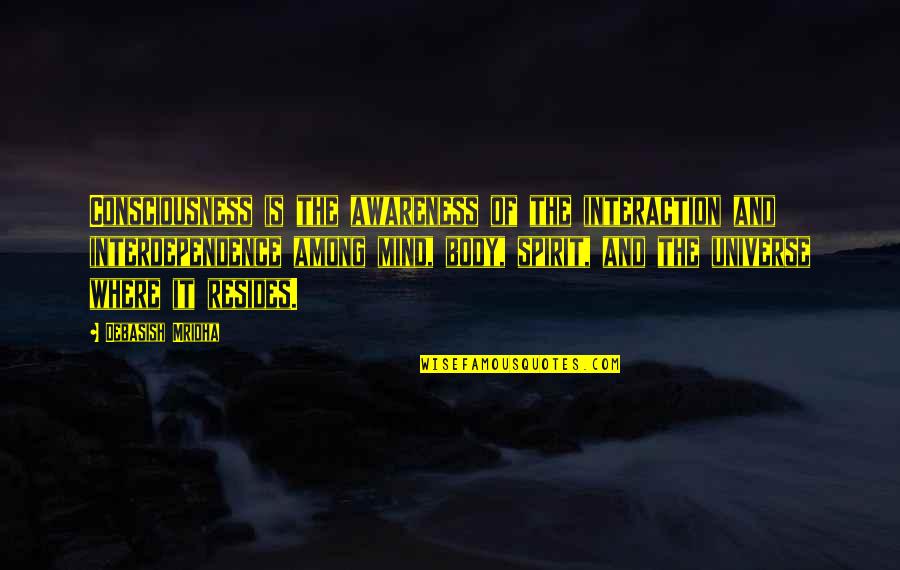 Inspirational Interdependence Quotes By Debasish Mridha: Consciousness is the awareness of the interaction and