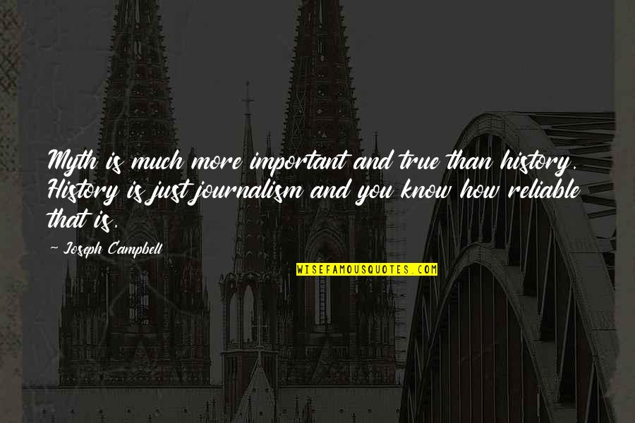 Inspirational Journalism Quotes By Joseph Campbell: Myth is much more important and true than