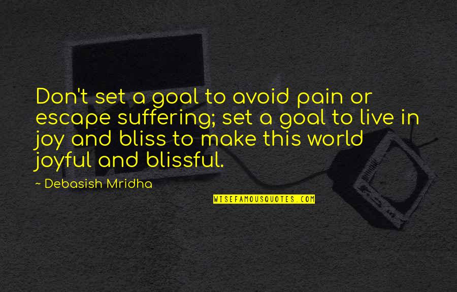 Inspirational Joyful Quotes By Debasish Mridha: Don't set a goal to avoid pain or