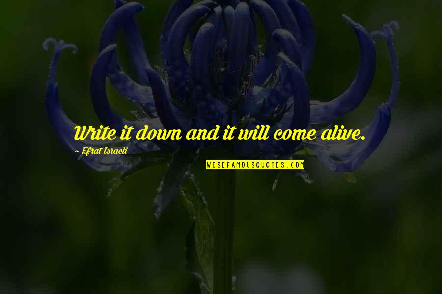 Inspirational Life Books Quotes By Efrat Israeli: Write it down and it will come alive. Inspirational Life Books Quotes By Efrat Israeli: Write it down and it will come alive.