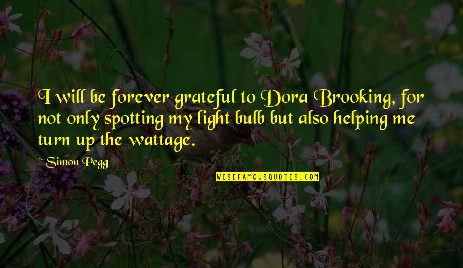 Inspirational Light Bulb Quotes By Simon Pegg: I will be forever grateful to Dora Brooking,