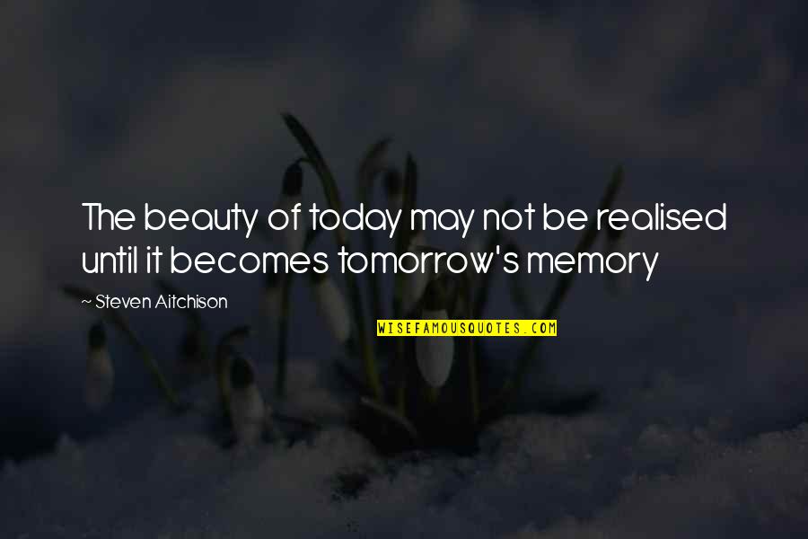 Inspirational Memory Quotes By Steven Aitchison: The beauty of today may not be realised