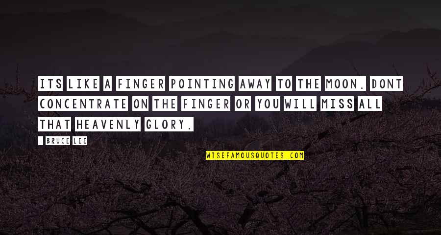Inspirational Moon Quotes By Bruce Lee: Its like a finger pointing away to the