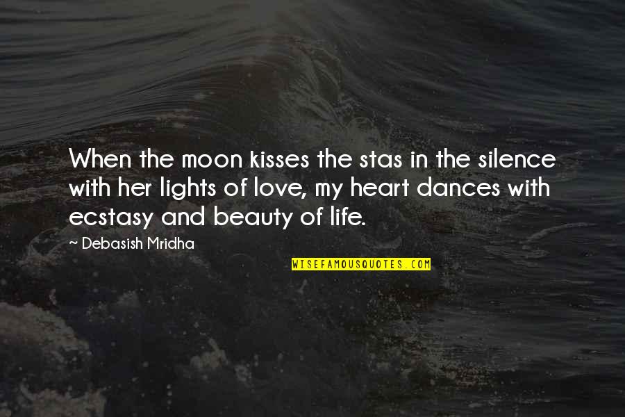 Inspirational Moon Quotes By Debasish Mridha: When the moon kisses the stas in the