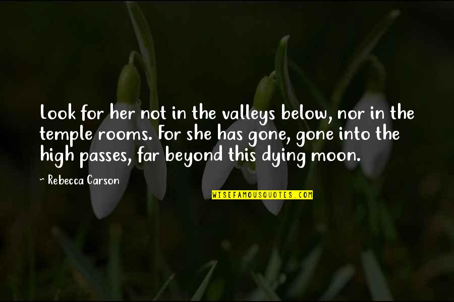 Inspirational Moon Quotes By Rebecca Carson: Look for her not in the valleys below,