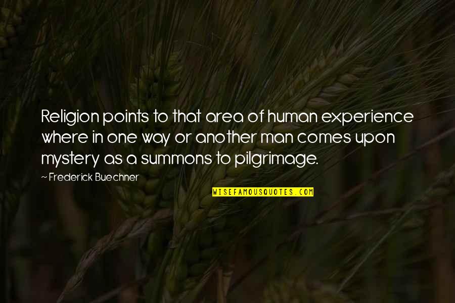 Inspirational Outdoor Adventure Quotes By Frederick Buechner: Religion points to that area of human experience