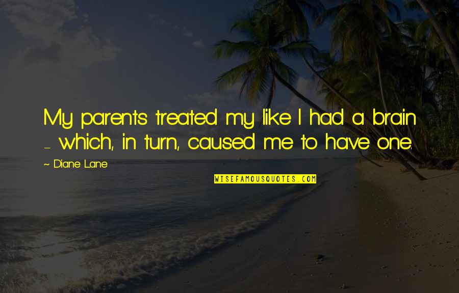 Inspirational Parent Quotes By Diane Lane: My parents treated my like I had a