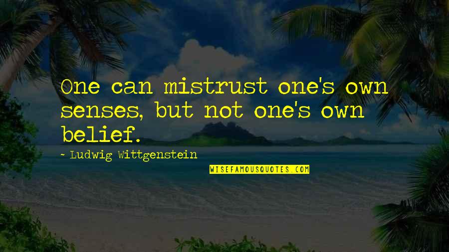 Inspirational Pillow Quotes By Ludwig Wittgenstein: One can mistrust one's own senses, but not