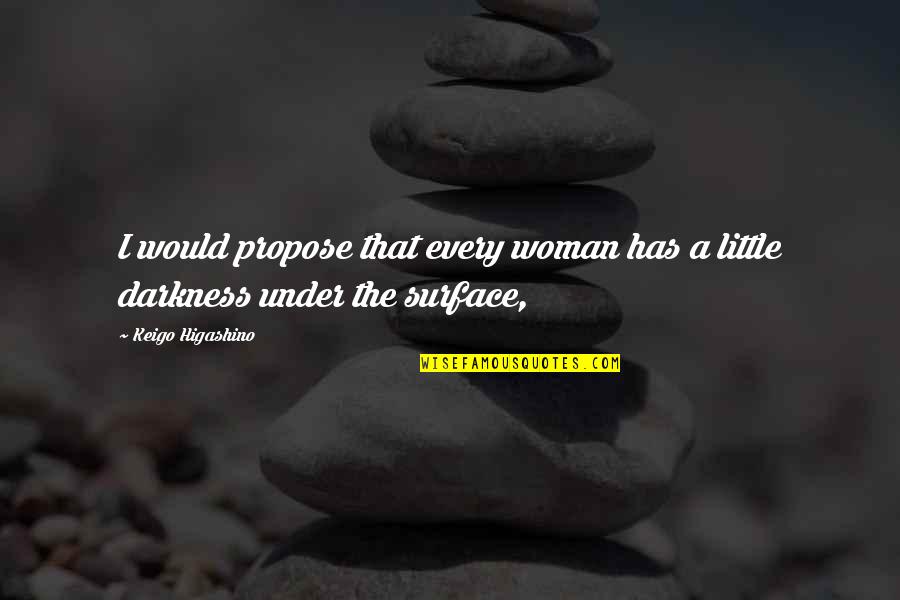 Inspirational Pirate Quotes By Keigo Higashino: I would propose that every woman has a