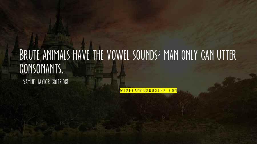 Inspirational Poet In Kolkata Quotes By Samuel Taylor Coleridge: Brute animals have the vowel sounds; man only Inspirational Poet In Kolkata Quotes By Samuel Taylor Coleridge: Brute animals have the vowel sounds; man only