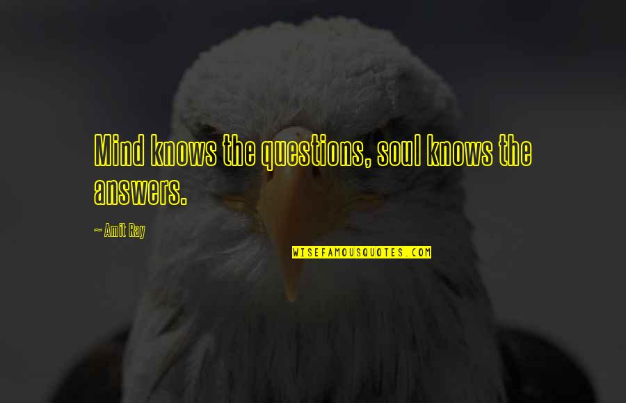Inspirational Prayers Quotes By Amit Ray: Mind knows the questions, soul knows the answers.