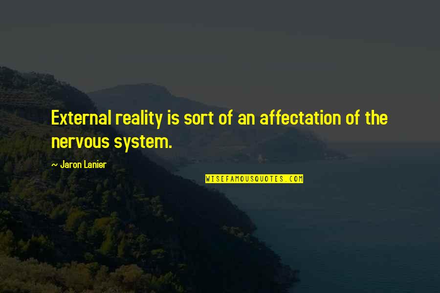 Inspirational Psychotherapy Quotes By Jaron Lanier: External reality is sort of an affectation of