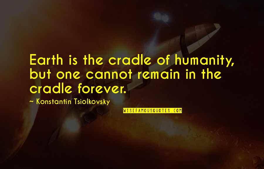 Inspirational Quick Quotes By Konstantin Tsiolkovsky: Earth is the cradle of humanity, but one