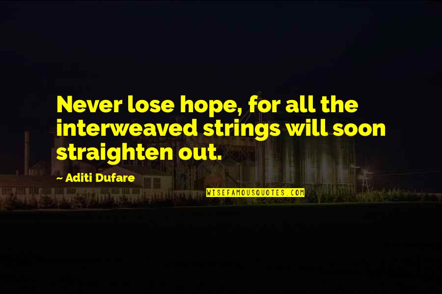 Inspirational Quotes Philosophy Quotes By Aditi Dufare: Never lose hope, for all the interweaved strings