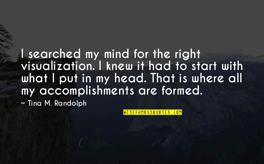 Inspirational Science Quotes By Tina M. Randolph: I searched my mind for the right visualization.